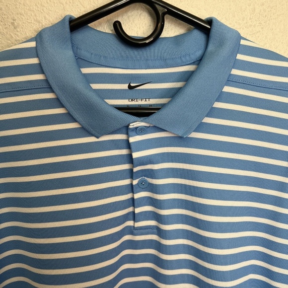 Nike Dri Fit Golf Polo Blue/White Stripe Size XL - Picture 3 of 9